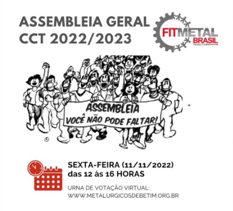 CCT 2022/2023: Fitmetal convoca para Assembleia Geral Unificada