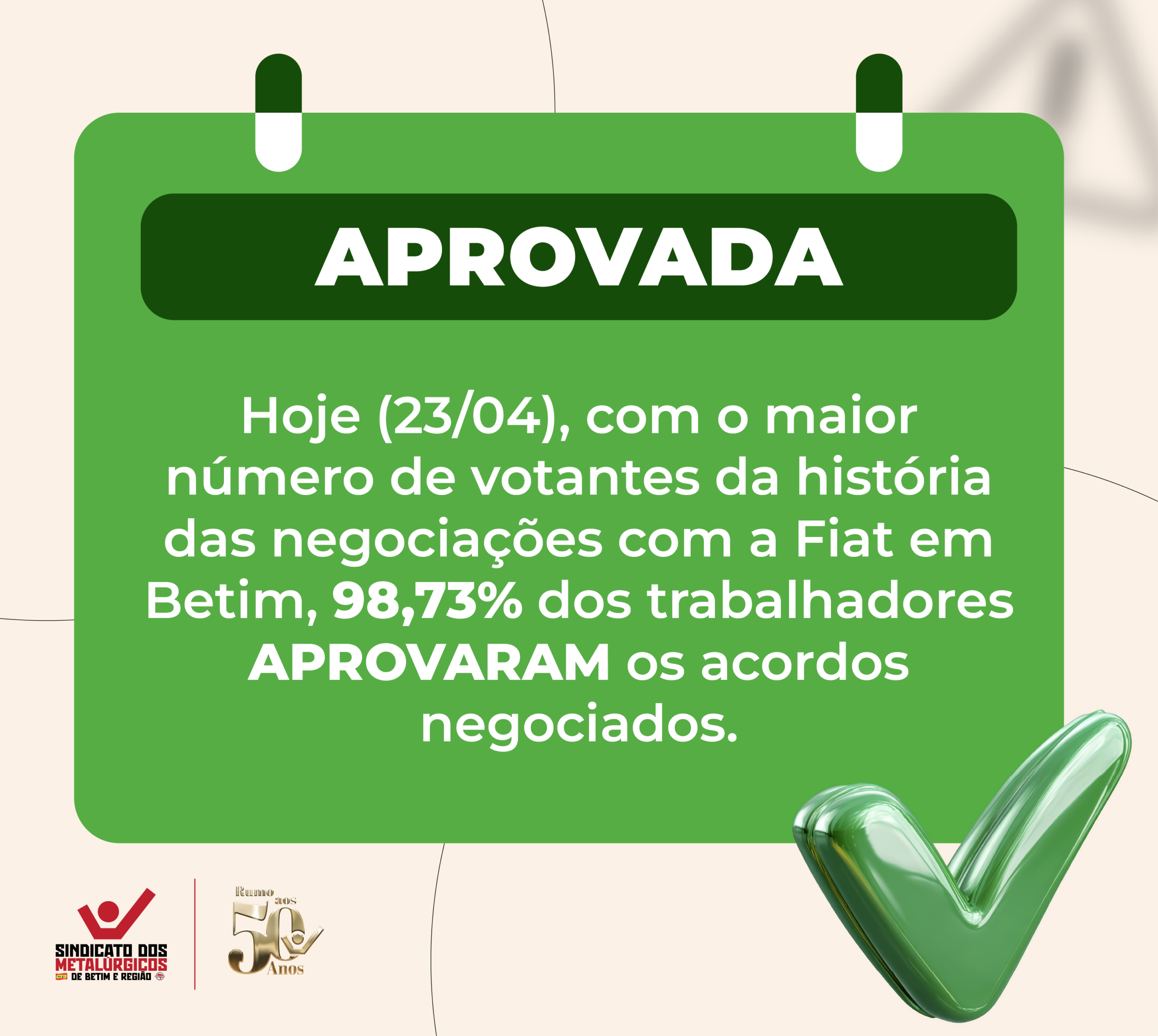 FIAT BETIM | TRABALHADORES APROVAM ACORDOS COM 98,73% DOS VOTOS